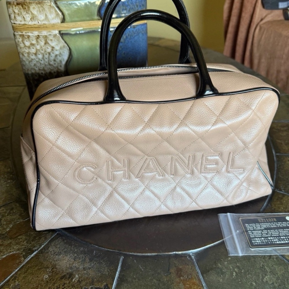 Chanel Tan Quilted Leather Bowling  Bag - Picture 3 of 8
